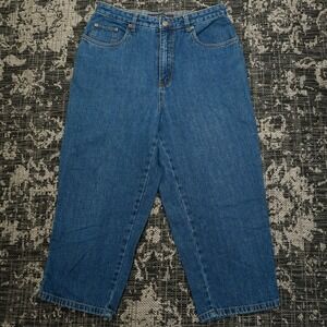 90s Bill Blass‎ Womens Capri Jeans Size 10 Baggy Cropped Blue Retro Easy Fit Y2K